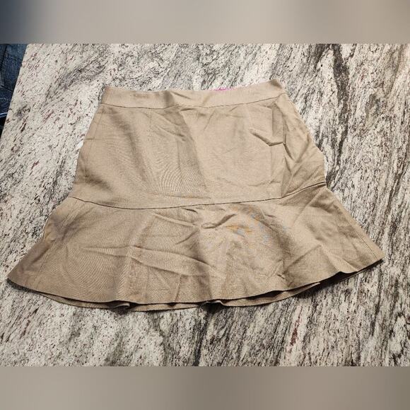 BANANA Republic khaki ruffle trim mini skirt‎ size 12P petite - Picture 1 of 7